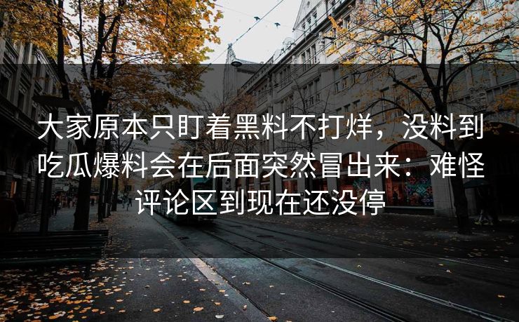 大家原本只盯着黑料不打烊，没料到吃瓜爆料会在后面突然冒出来：难怪评论区到现在还没停