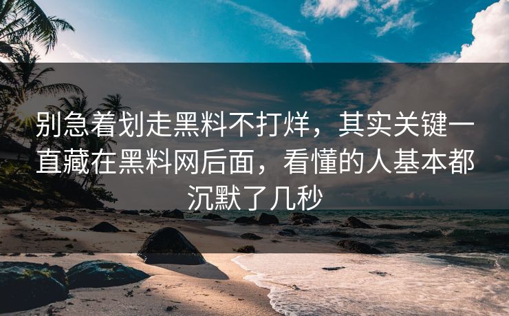 别急着划走黑料不打烊，其实关键一直藏在黑料网后面，看懂的人基本都沉默了几秒