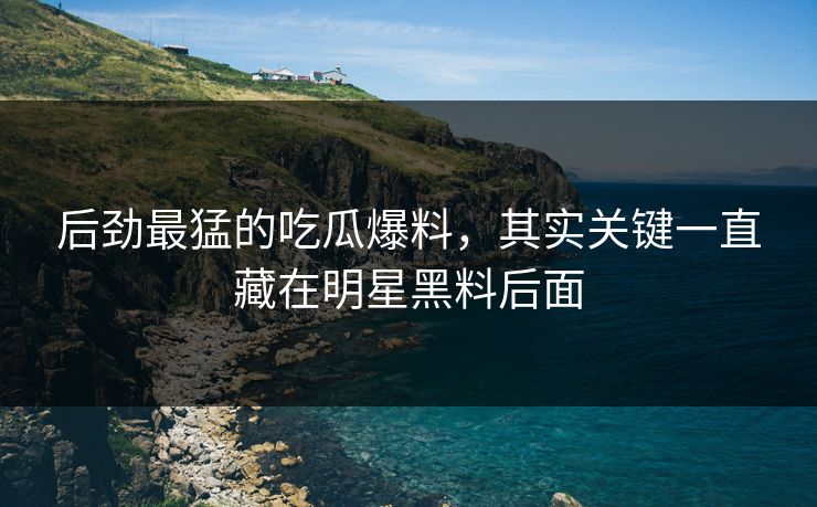 后劲最猛的吃瓜爆料,其实关键一直藏在明星黑料后面