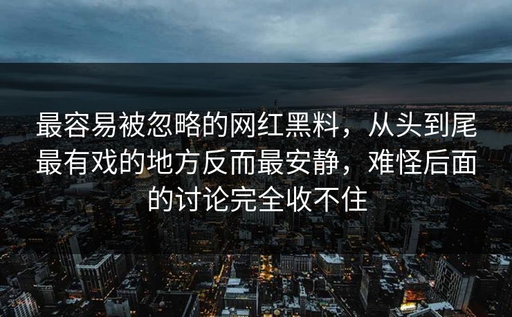 最容易被忽略的网红黑料,从头到尾最有戏的地方反而最安静,难怪后面的讨论完全收不住