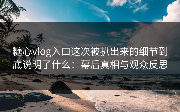 糖心vlog入口这次被扒出来的细节到底说明了什么:幕后真相与观众反思