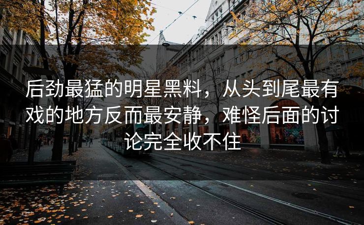 后劲最猛的明星黑料,从头到尾最有戏的地方反而最安静,难怪后面的讨论完全收不住