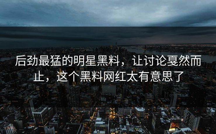 后劲最猛的明星黑料，让讨论戛然而止，这个黑料网红太有意思了