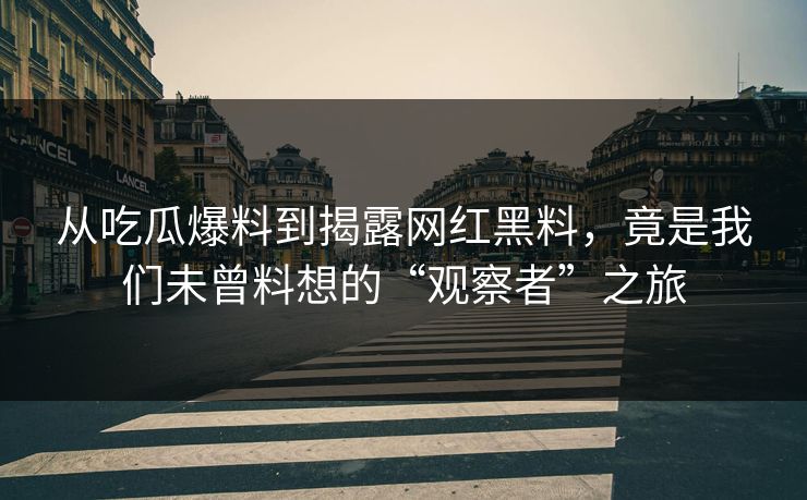 从吃瓜爆料到揭露网红黑料,竟是我们未曾料想的“观察者”之旅